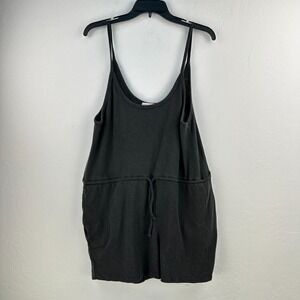 Spiritual Gangster Romper Womens Medium Gray Sleeveless Stretch Drawstring Waist